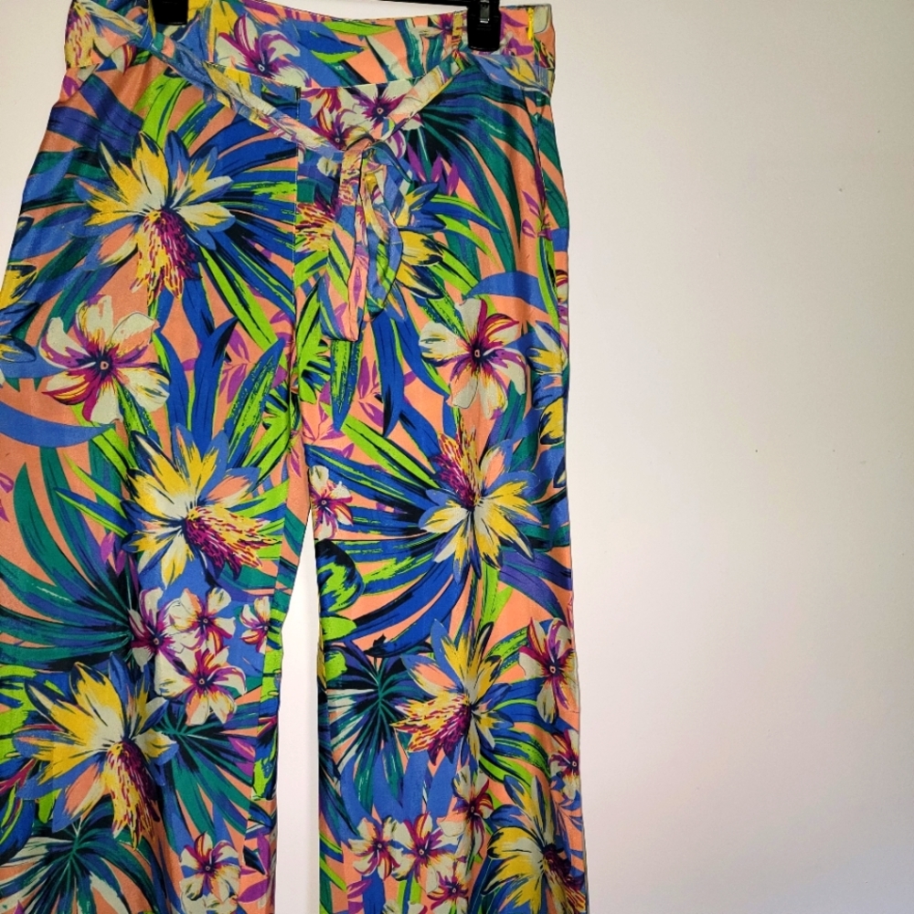 Wide leg floral pants